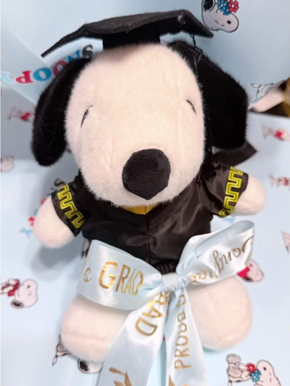 Graduation Bouquet Gift Set Plush Dog 5 Sheets + 2 Yards Ribbon